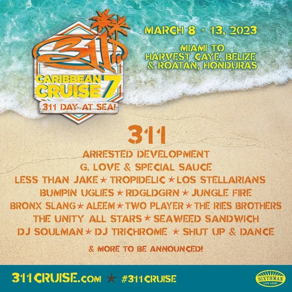 311 Caribbean Cruise 7 — March 8–13, 2023 — complete event flyer