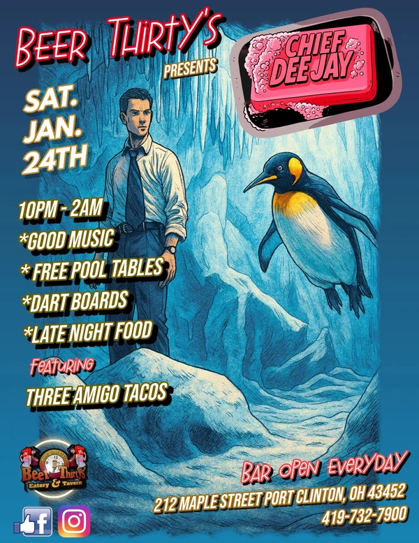 Beer Thirty — Port Clinton, January 24 — complete event flyer